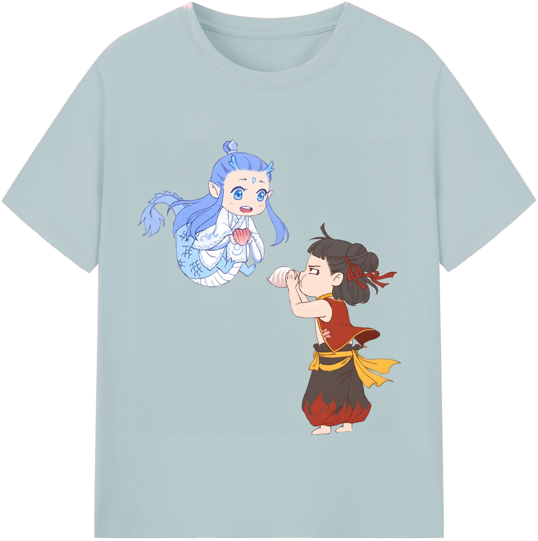（画像用） Ne Zha 2 ナタ 魔童の大暴れ 綿100％半袖Tシャツ（フロントプリント）